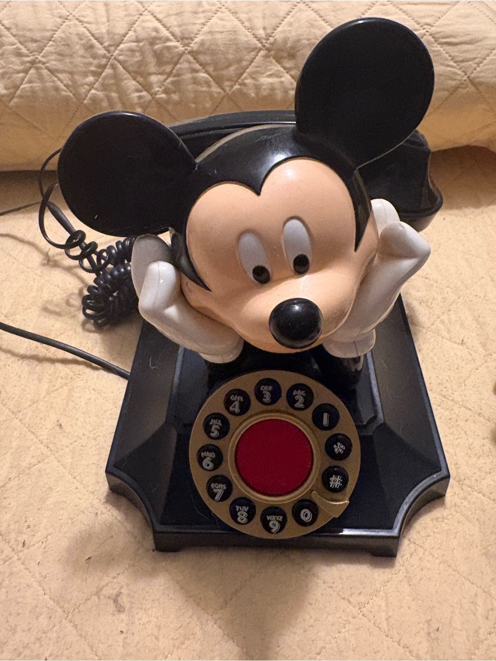Disney Black and Cream Mickey Mouse Rotary Style Phone